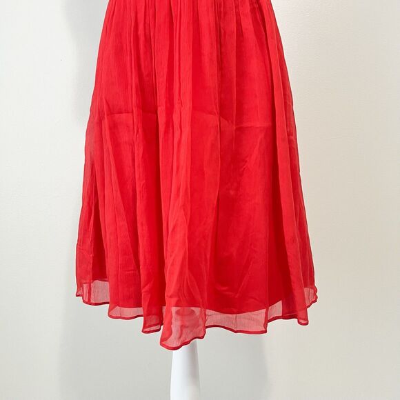J. Crew Sinclair Red Dress 100% Silk Halter Fit & Flare Chiffon Size 8 - Picture 3 of 7